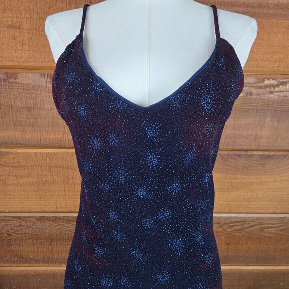 Byer Too Womens Y2K Fairy Grunge Dress M Velvety Galaxy Glitter Rhinestone Prom - Picture 2 of 11